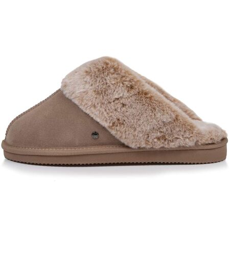 Isotoner Chaussons Mules femme cuir fourré chaud