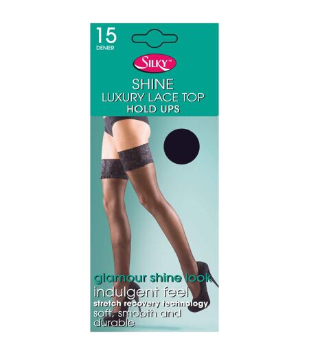 Silky Womens/Ladies Shine Lace Top Hold Ups (1 Pair) (Melon)