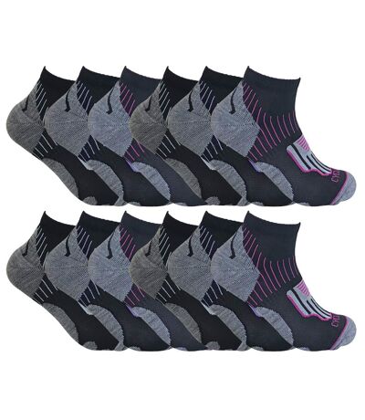12 Pair Multipack Womens Cycling Socks 4-7 | Sock Snob | Black Low Cut Socks | Ideal for Running, Gym & Sport