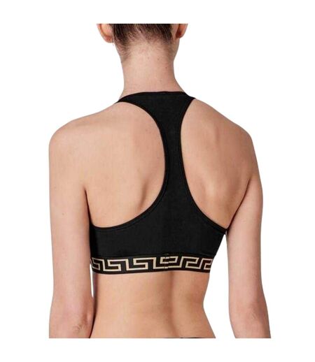 Womens/ladies Greek Key Sports Bra Black Versace