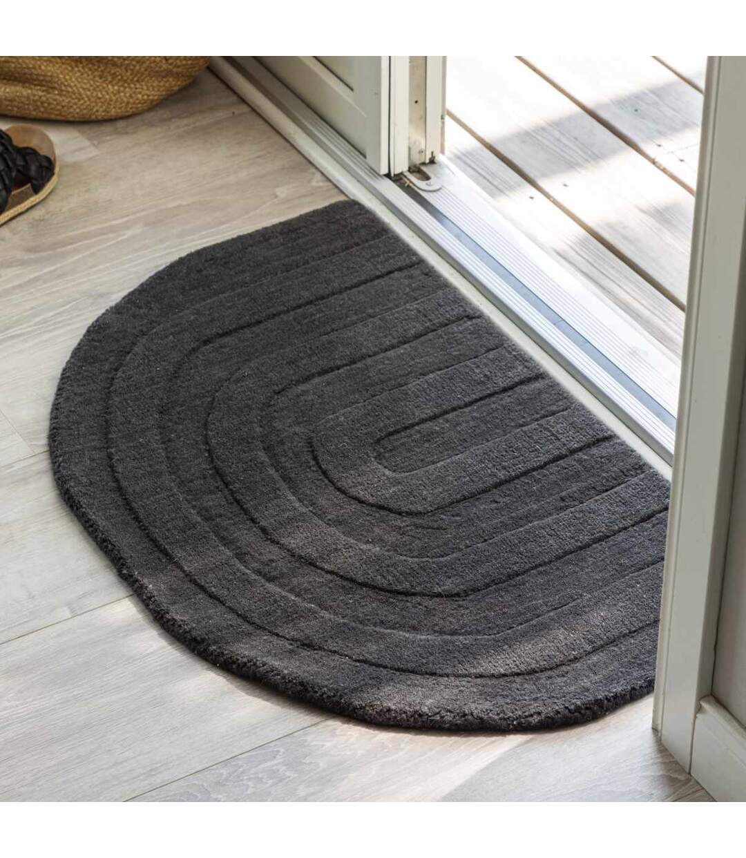 Tapis Demi-Rond Nora 50x80cm Gris-3