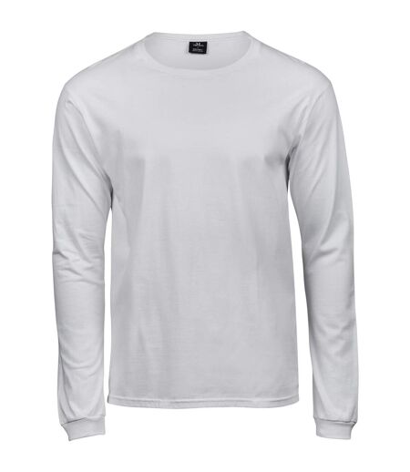 Mens Soft Long-sleeved T-shirt White Tee Jays