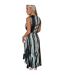 Womens/ladies Striped Gathered Waist Midi Dress Black White AX Paris-3