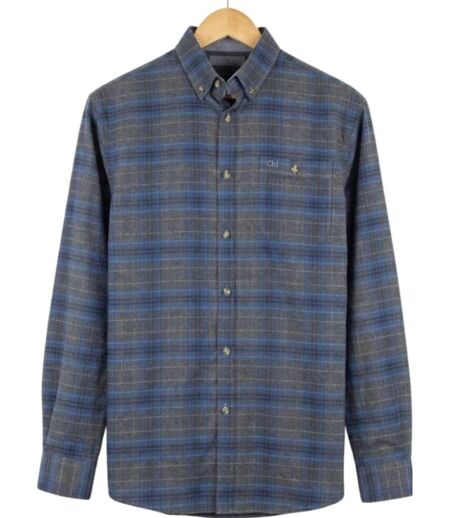 CHALLENGER CH2007 — Chemise à carreaux manches longues gris, noir et bleu : chaleur en Coton gratté et coupe confort