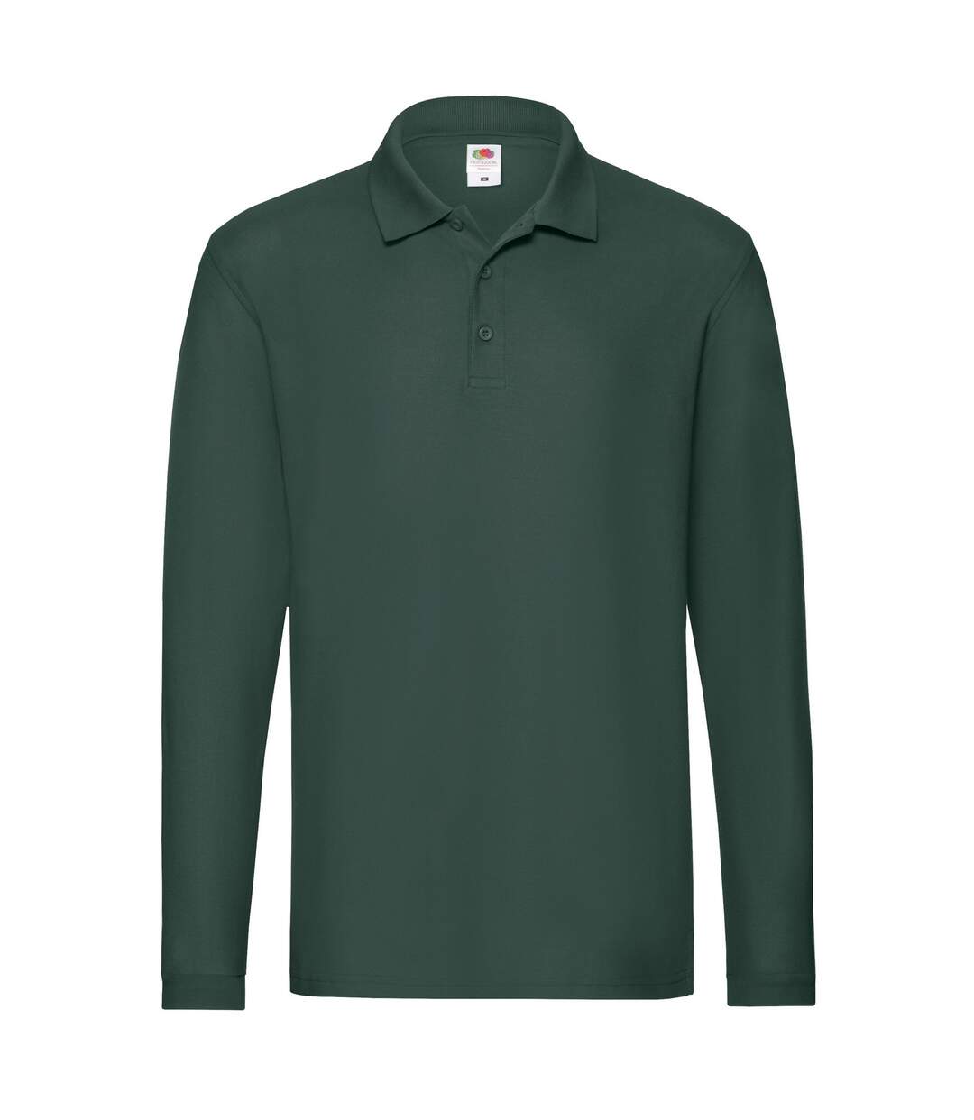 Mens premium long-sleeved polo shirt forest green Fruit of the Loom-1