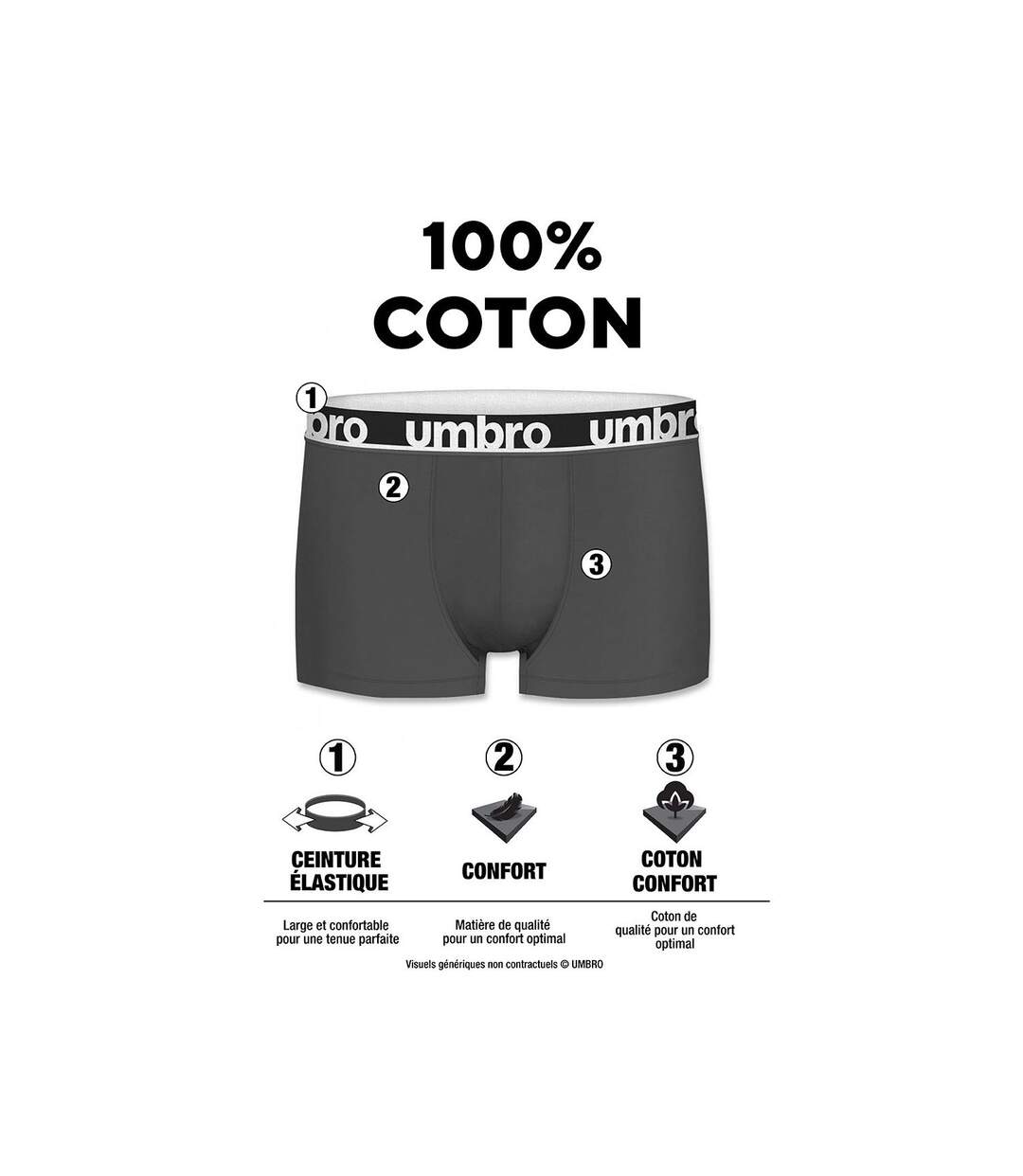 Lot de 4 boxers en coton homme Classic Umbro-2