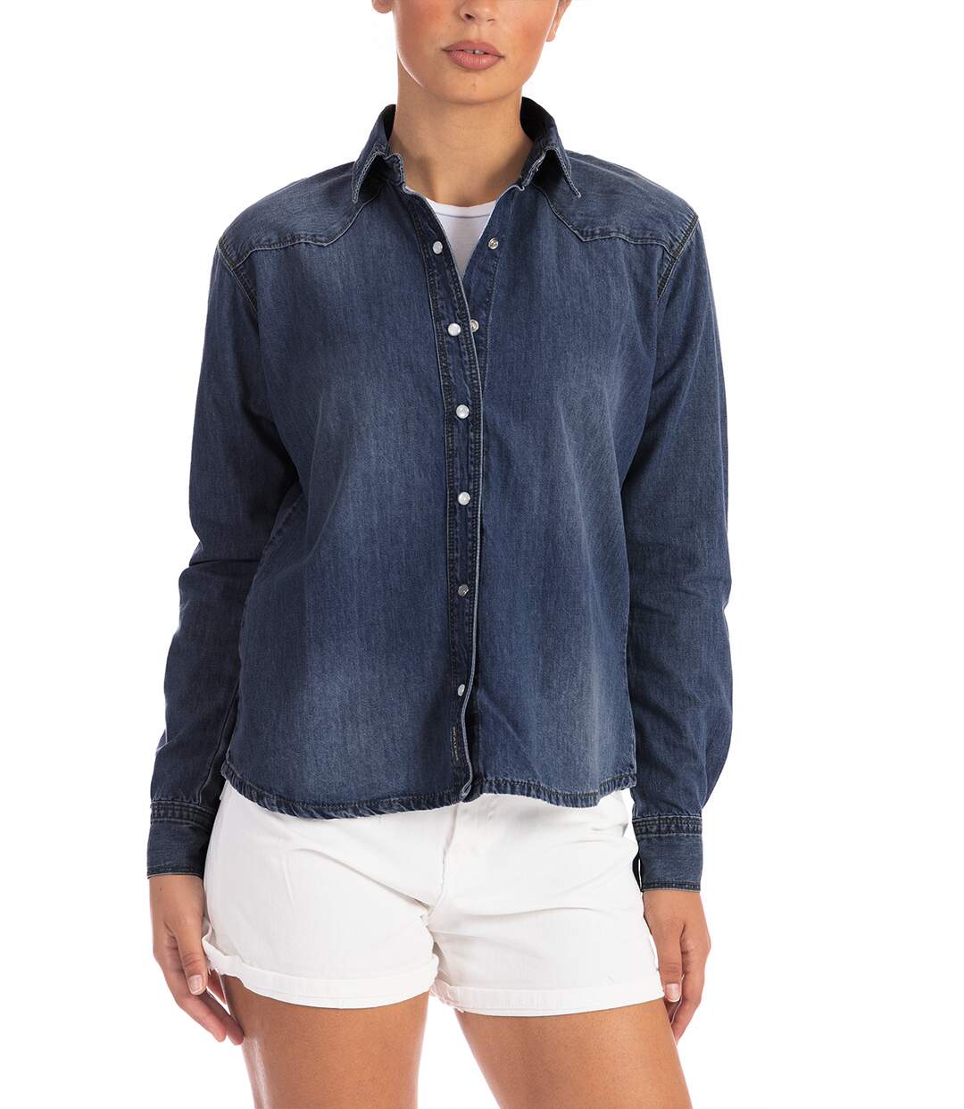 Chemise en denim stone washed ROSANE-3