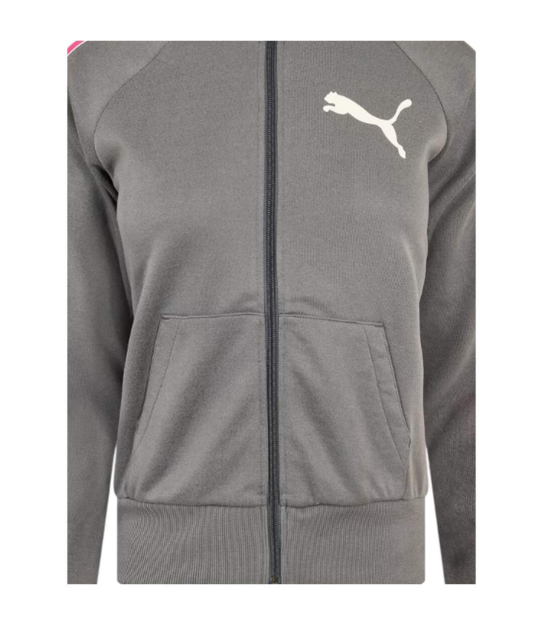 Womens/ladies Striped Track Jacket Grey Pink Puma-4