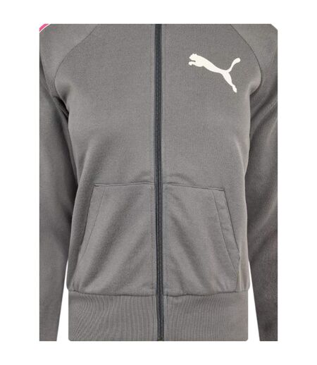Womens/ladies Striped Track Jacket Grey Pink Puma