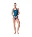Maillot De Bain 1 Pièce Motif/style Géométrique Seaweed Femme Bleu Marine Foncé Aquawave-1