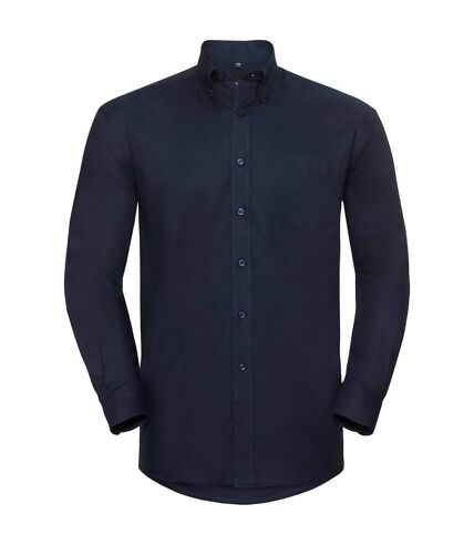 Russell Collection Mens Long Sleeve Easy Care Oxford Shirt (Bright Navy)