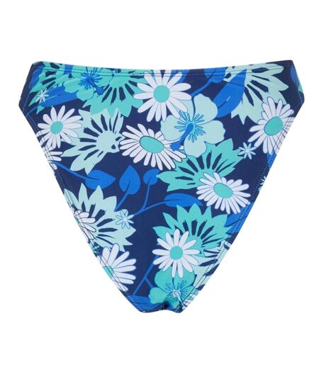 Womens/ladies Floral High Waist Bikini Bottoms Blue White Brave Soul