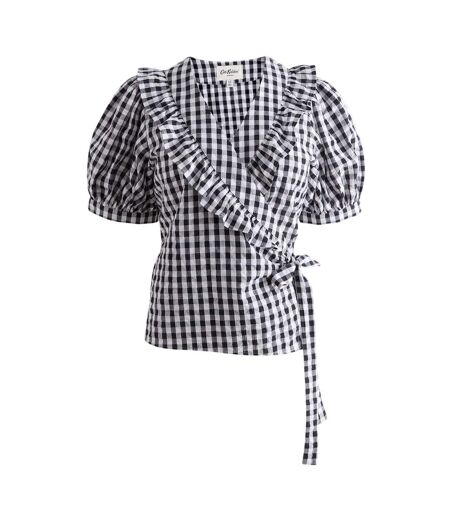 Blouse Manches Bouffantes Motif/style À Carreaux Femme Noir Blanc Cath Kidston