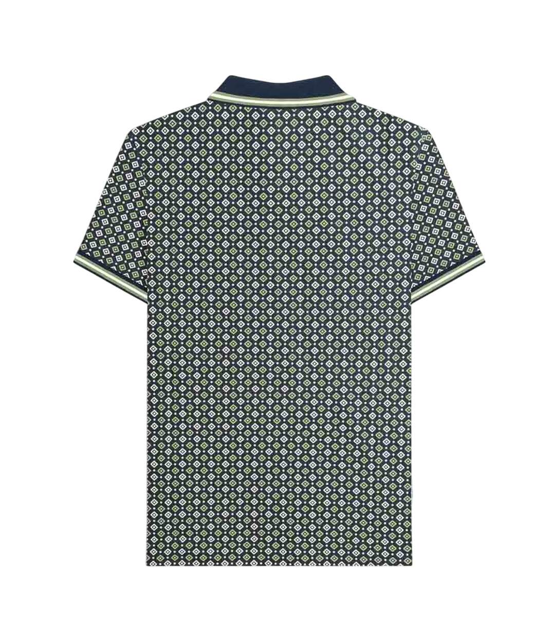 Polo Motif/style Géométrique Homme Bleu Marine Basilic Lambretta-2