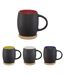 Hearth ceramic mug with wood lid/coaster 10.4 x 7.5 cm solid black/white Avenue-4