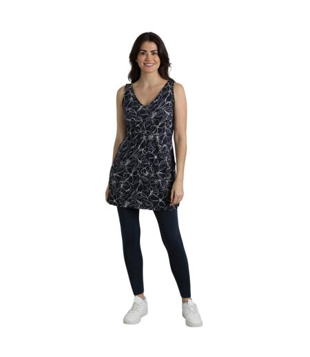 Womens/ladies indus printed jersey tunic dark navy Weird Fish