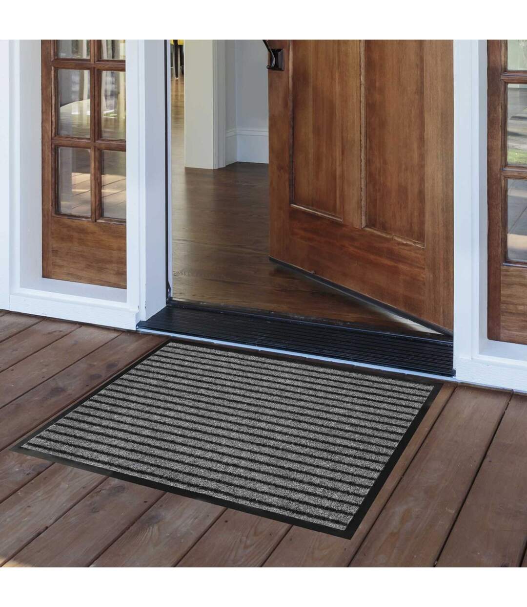 Tapis d'Entrée Anti-Poussière Toscan 50x80cm Noir & Gris-4