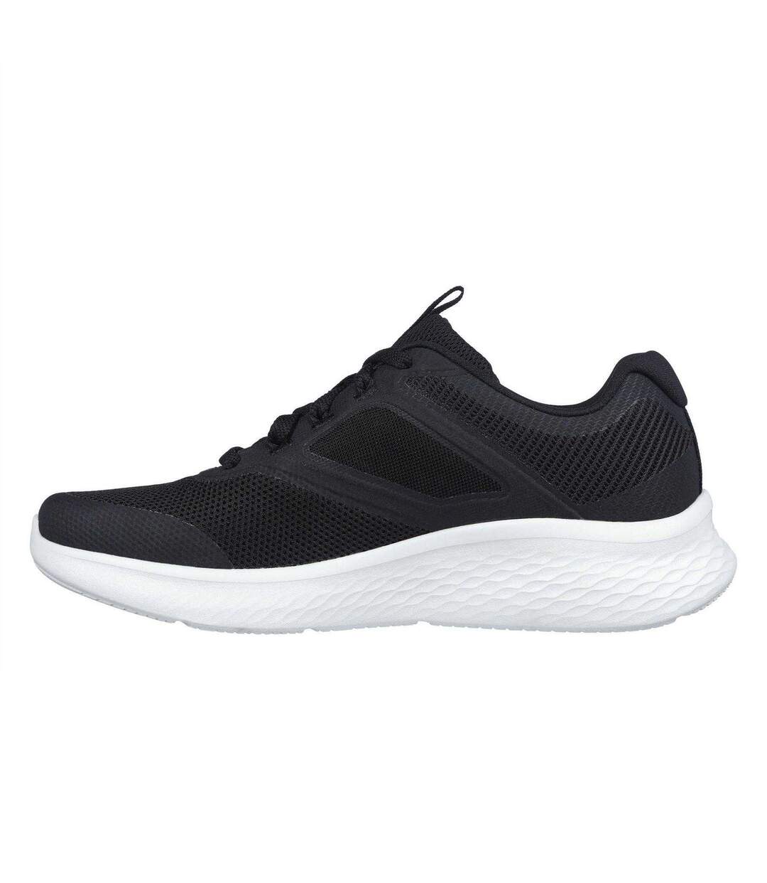 Womens/ladies Hotmelt Mesh Lace Up Trainers Black White Skechers-2
