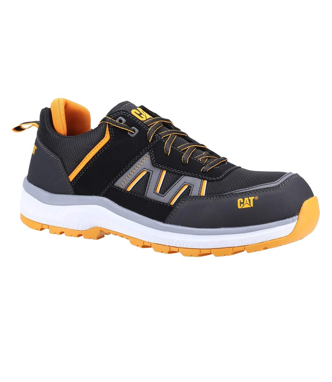 Mens Accelerate Leather Safety Trainers Orange Black White Caterpillar-1