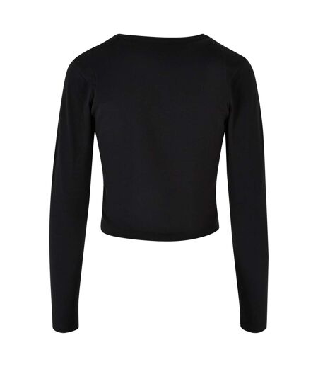 Build Your Brand Womens/Ladies Long-Sleeved Crop Top (Black) - UTRW9814