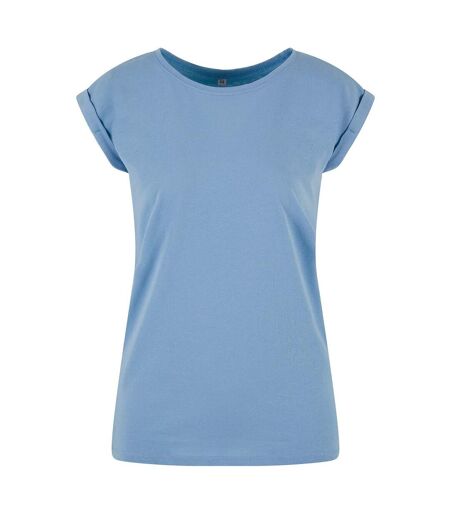 Womens/ladies Extended Shoulder Regular T-shirt Powder Blue New Morning Studios