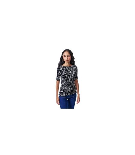 Womens/ladies Floral Boat Neck T-shirt Cream Black Ralph Lauren