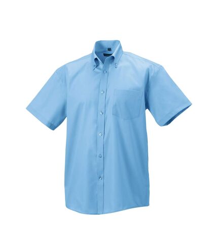 Russell Collection Mens Ultimate Non-Iron Short-Sleeved Shirt (Bright Sky) - UTRW9554