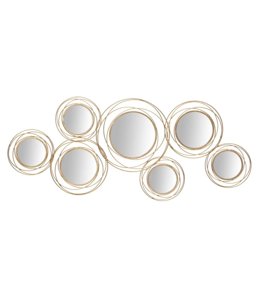 Décoration Murale 7 Miroirs Ronds 124cm Or-1