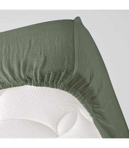 Drap Housse en Gaze de Coton Angelia 140x190cm Kaki