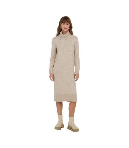 Womens/ladies Cowl Neck Sweater Dress Pumice Stone Only