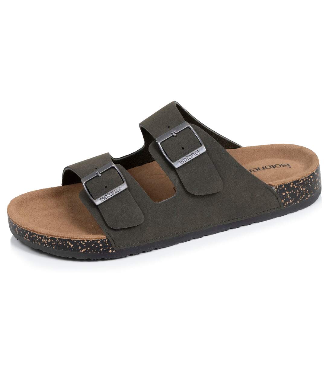 Isotoner Sandales homme semelle intérieure cuir, patch talon confort everywear et soutien voute plantaire, sandales de marche-1