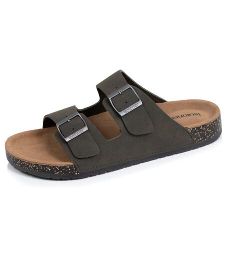 Isotoner Sandales homme semelle intérieure cuir, patch talon confort everywear et soutien voute plantaire, sandales de marche