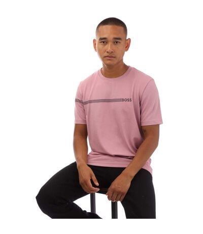 T-shirt Style À Rayures Homme Violet Boss