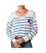 Pull blanc à rayures bleu femme freeman porter isabel stripes-1
