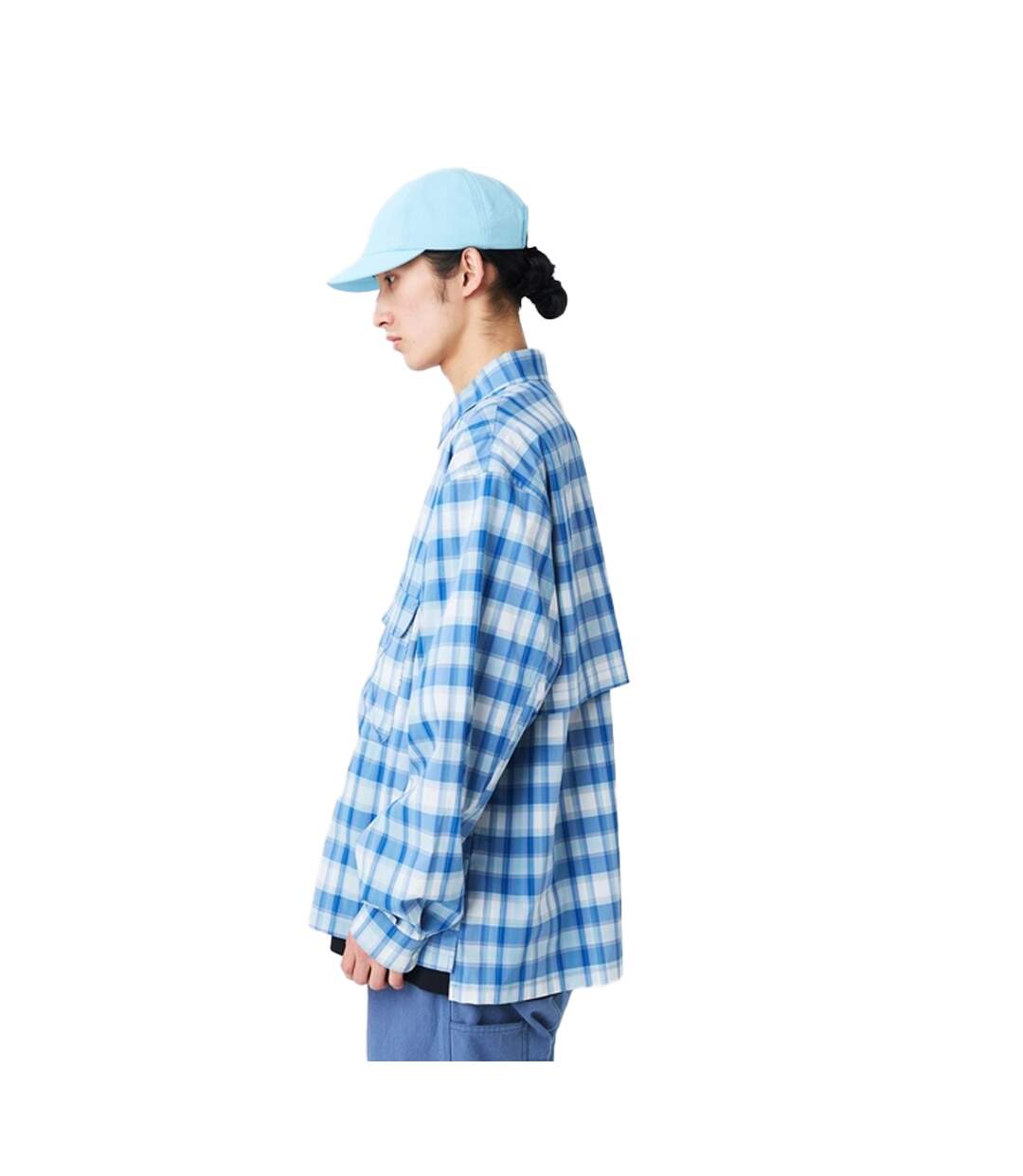 Surchemise Coupe-vent À Carreaux Homme Bleu Clair Snow Peak-3