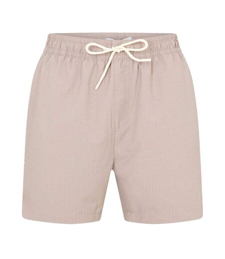 Mens Textured Relaxed Fit Swim Shorts Taupe Threadbare
