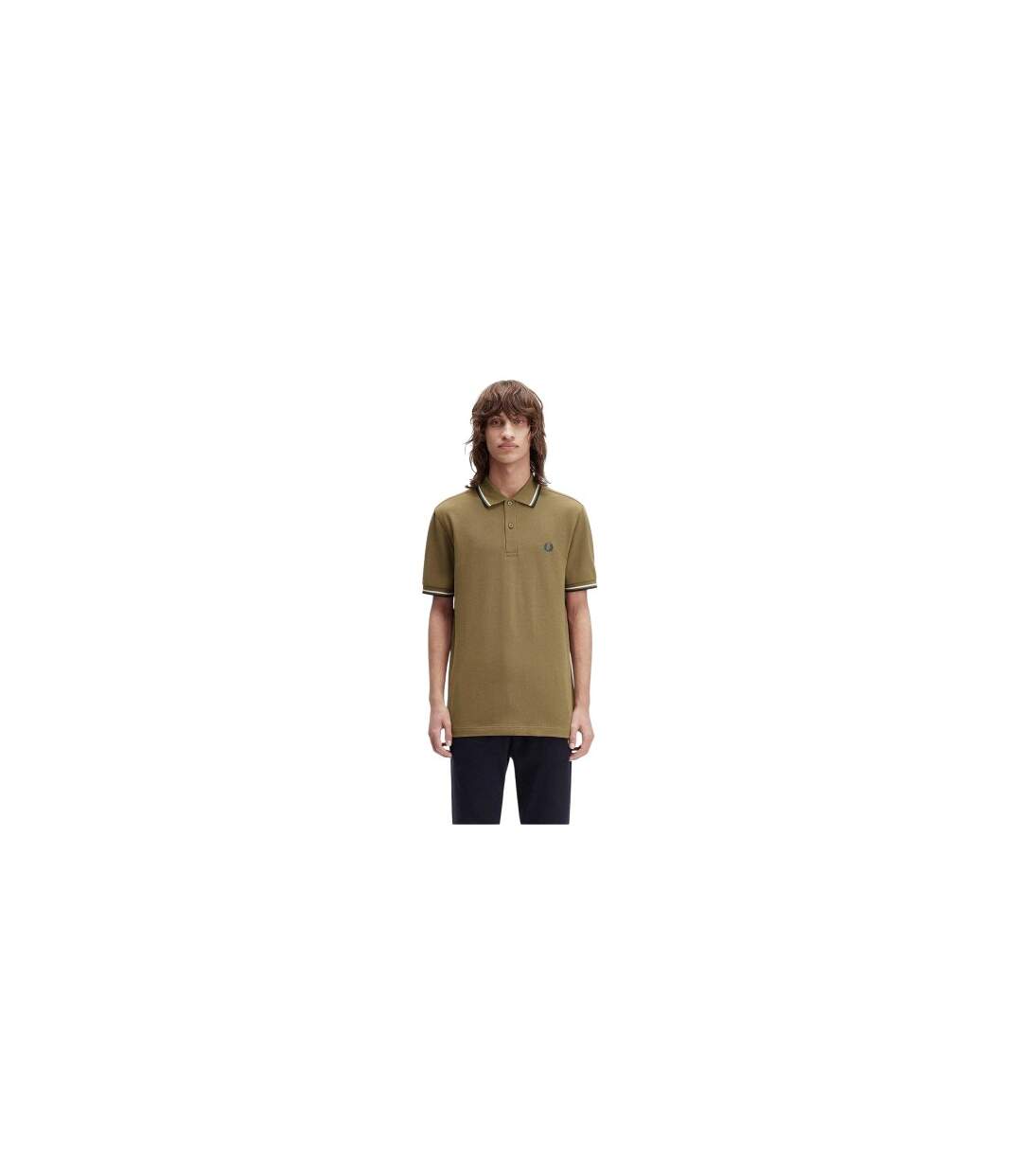 Polo Motif/style Double Pointe Homme Bleu Nuancé Fred Perry-1