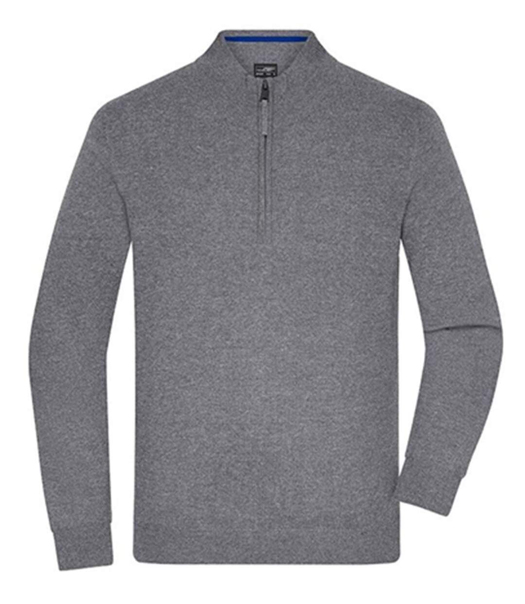 Pull col zippé - Homme - JN1324 - gris chiné-2