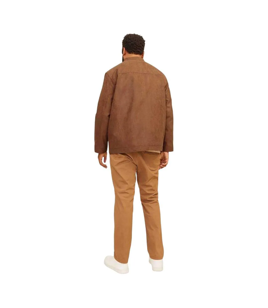 Mens Biker Mock Neck Plus Long-sleeved Jacket Cognac Jack And Jones-3