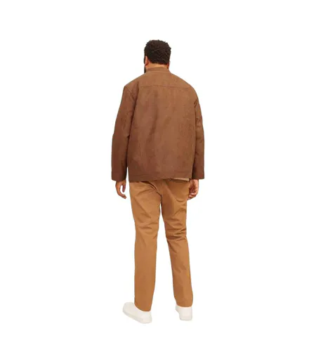 Mens Biker Mock Neck Plus Long-sleeved Jacket Cognac Jack And Jones