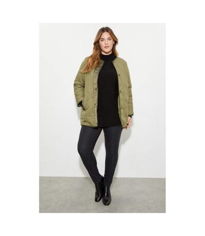 Womens/ladies Contrast Collarless Plus Padded Jacket Sage Dorothy Perkins