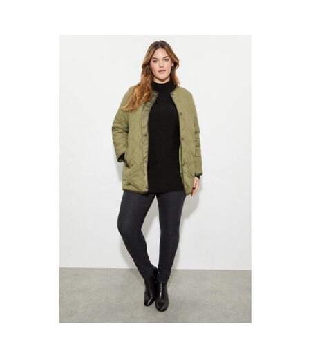 Womens/ladies Contrast Collarless Plus Padded Jacket Sage Dorothy Perkins