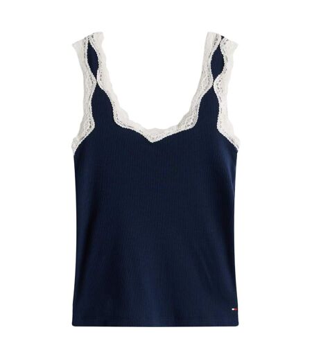 Ensemble De Pyjama Court Manches Style Caraco Motif/style Lacets Femme Bleu Marine Foncé Tommy Hilfiger