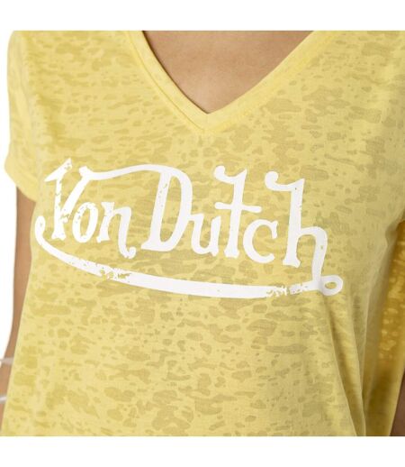T-shirt femme col V effet dévore et print Classic Vondutch