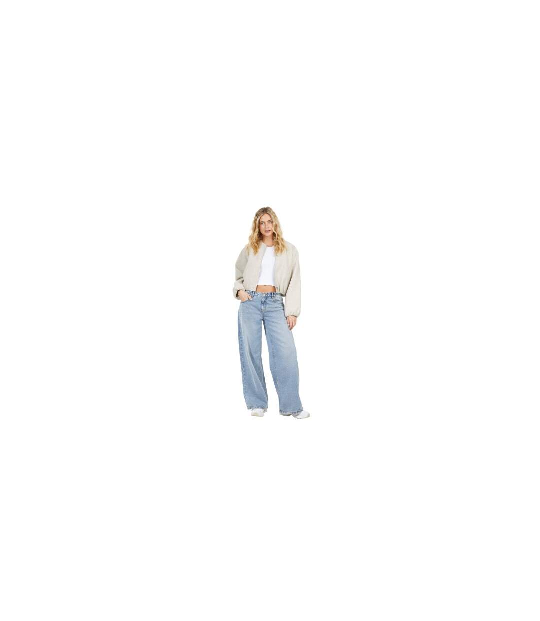 Blouson Aviateur Femme Blanc Cassé Chiné Brave Soul-1
