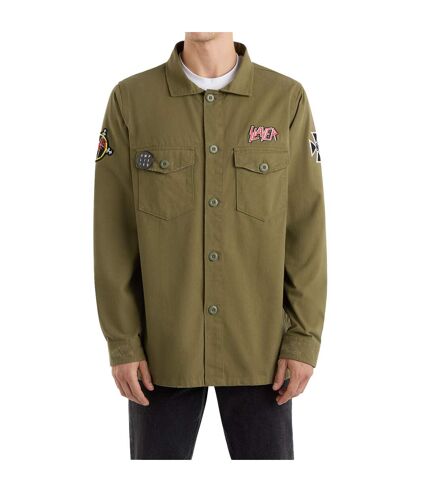 Mens slayer military overshirt khaki green Amplified