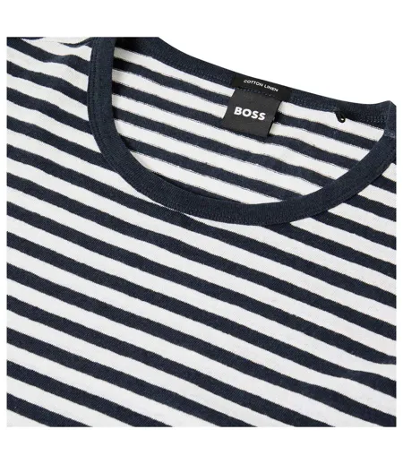 Mens Striped T-shirt Dark Blue Boss
