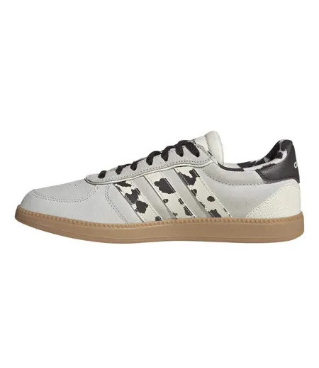 Womens/ladies Sleek Cow Print Leather Trainers Off White Adidas