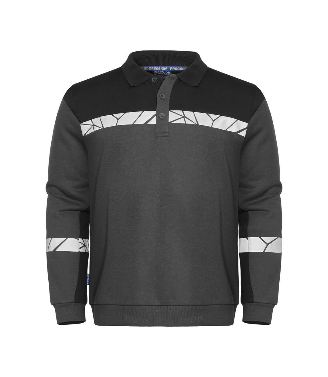 Mens Progression Hi-vis Polo Sweatshirt Grey Black Projob-1