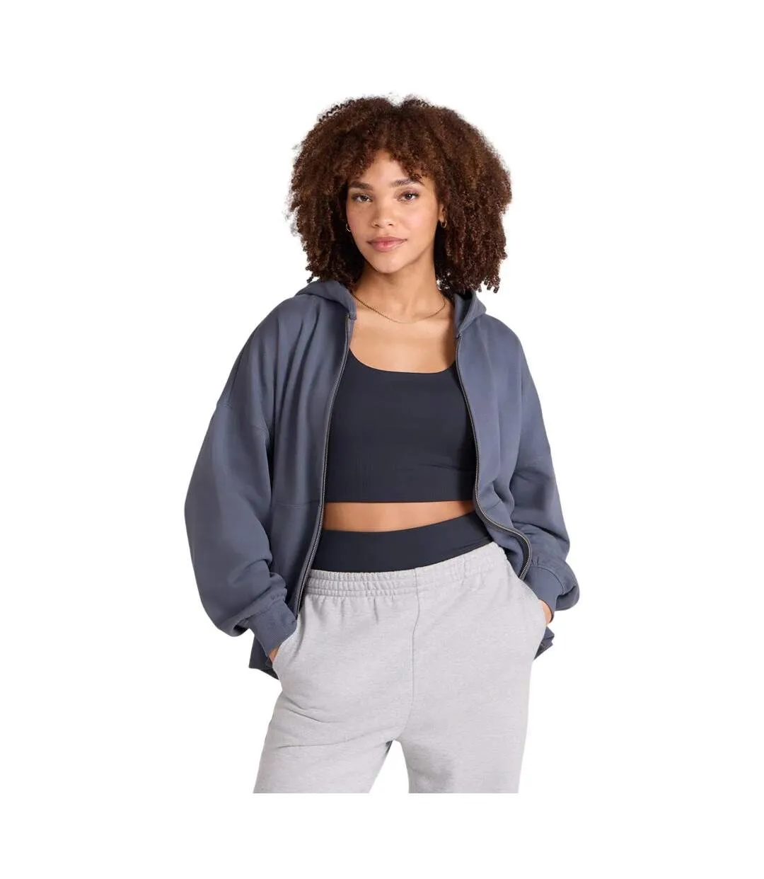 Womens/ladies Idol Full Zip Hoodie Blue Animal-2